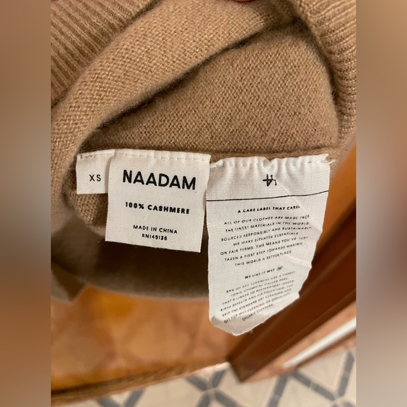 NAADAM Cashmere V-Neck Pullover Sweater in Camel - Picture 7 of 9